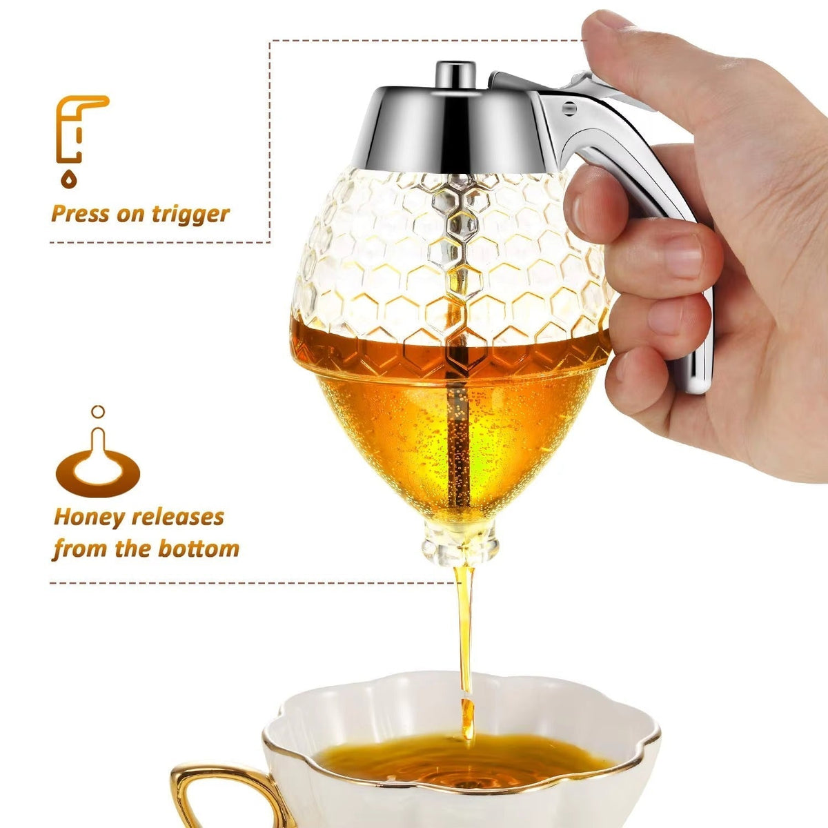Honey Dispenser Jar 200ML | Drip-Free Syrup & Honey Pot