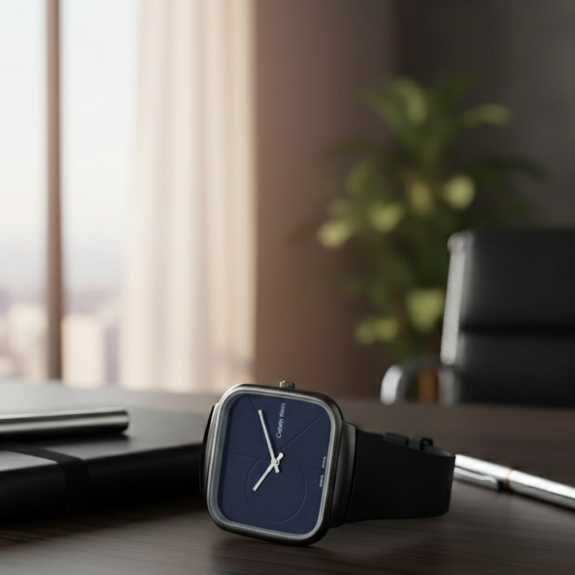 Calvin Klein Men’s Black Watch – Square Dial | Elegant Modern Timepiece (Without Box)