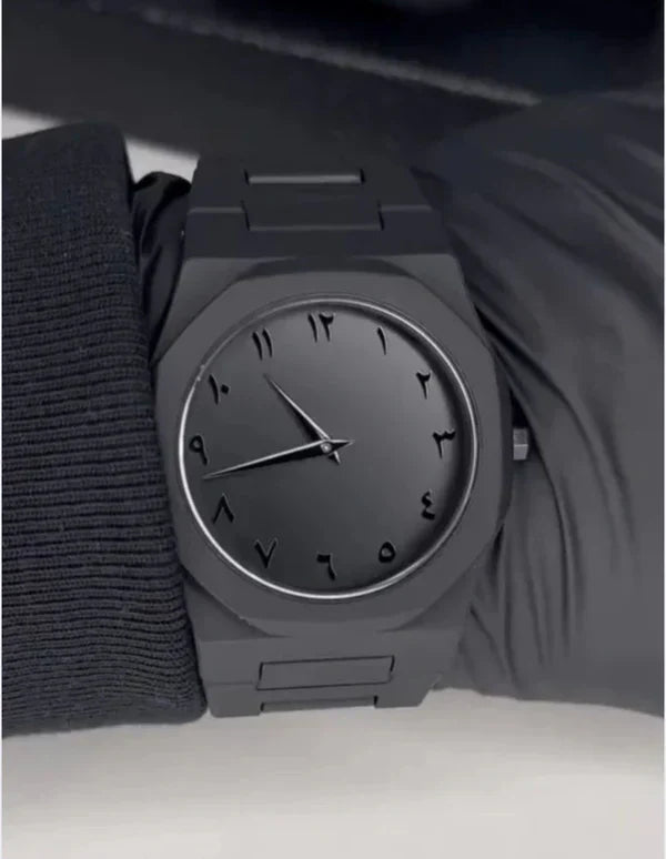 Couple Black AURA Quartz Watch Set – Matching His & Her All-Black Wrist Watches