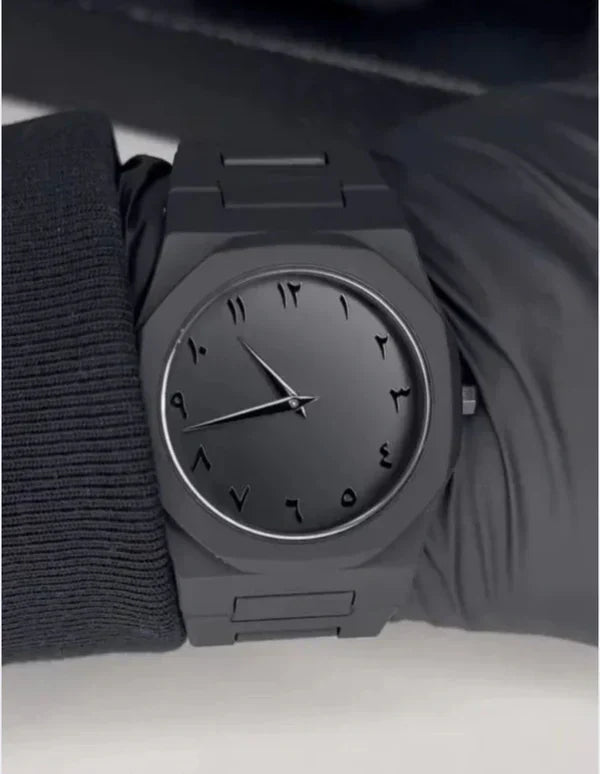 Couple Black AURA Quartz Watch Set – Matching His & Her All-Black Wrist Watches