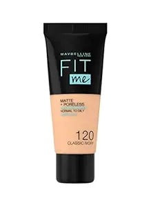 Maybelline New York Fit Me Matte & Poreless Liquid Foundation 18ml – Shade 120 Classic Ivory (Normal to Oily Skin)
