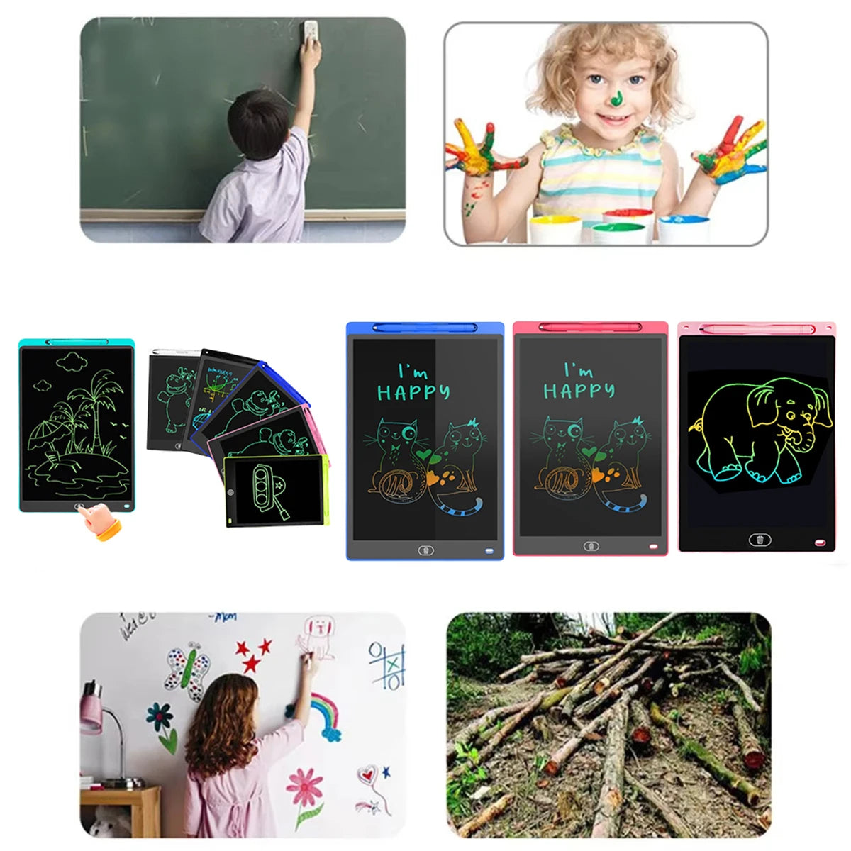 Multicolor LCD Writing Tablet for Kids – Erasable Digital Drawing Pad