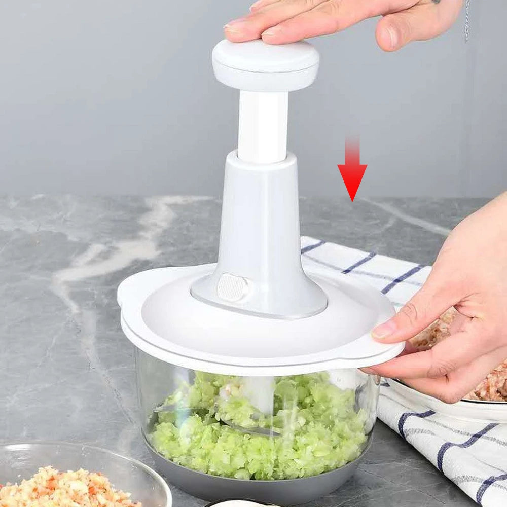 Handheld Manual Food Chopper – 1500ML Vegetable & Fruit Mincer