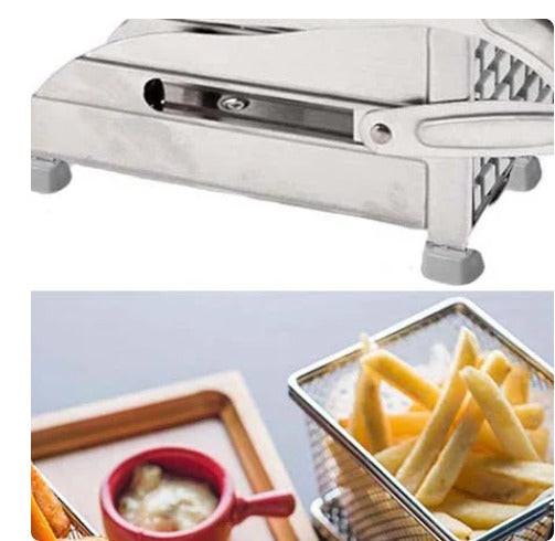 Stainless Steel French Fries Potato Cutter – Double Blade Manual Fries Slicer