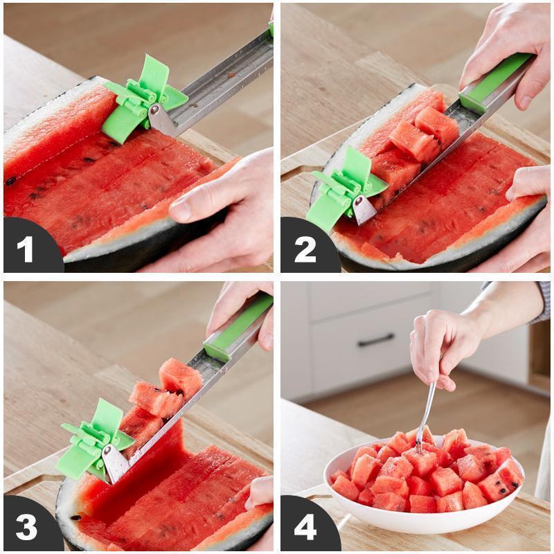 Windmill Watermelon Cube Cutter – Stainless Steel Fruit Slicer & Corer