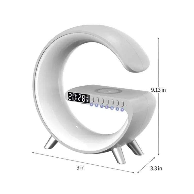 G63 RGB Light Bluetooth Speaker – 4-in-1 Desk Lamp with 10W Wireless Charging, Alarm Clock & Night Light