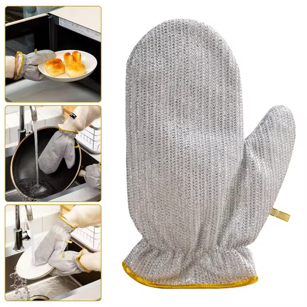 Heavy-Duty Silver Heat-Resistant Oven Mitts | High-Temperature Kitchen Gloves