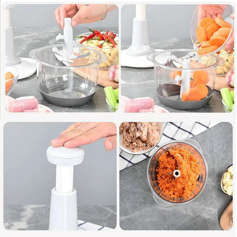 Handheld Manual Food Chopper – 1500ML Vegetable & Fruit Mincer