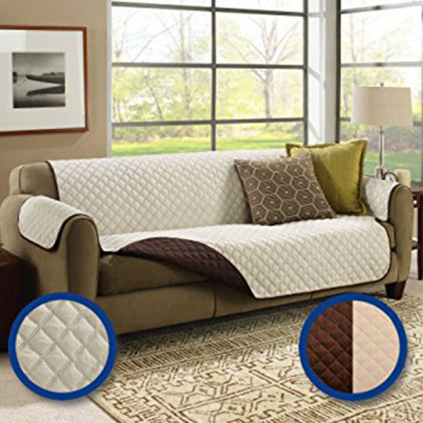 Double Sofa Cover – Reversible & Washable Couch Sofa Coat Cover (Brown)