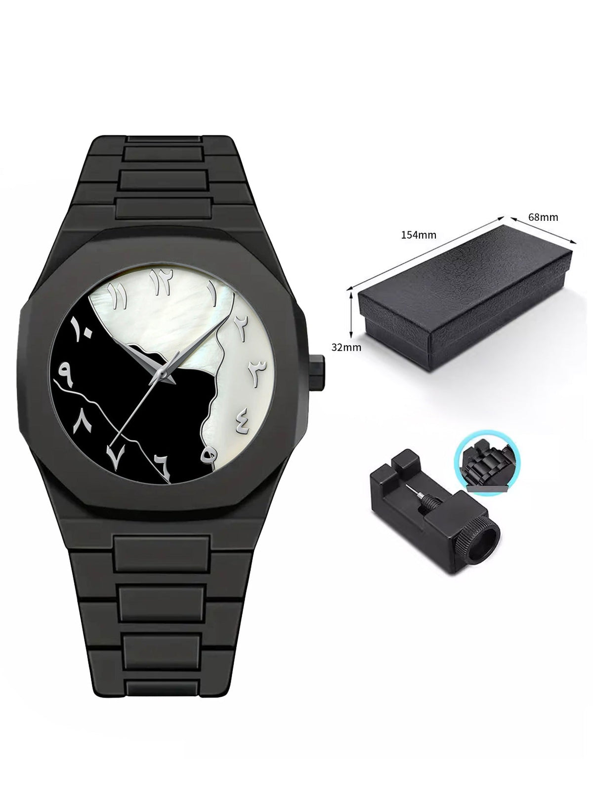Black AURA Watch – Elegant All-Black Quartz Wrist Watch for Men & Women