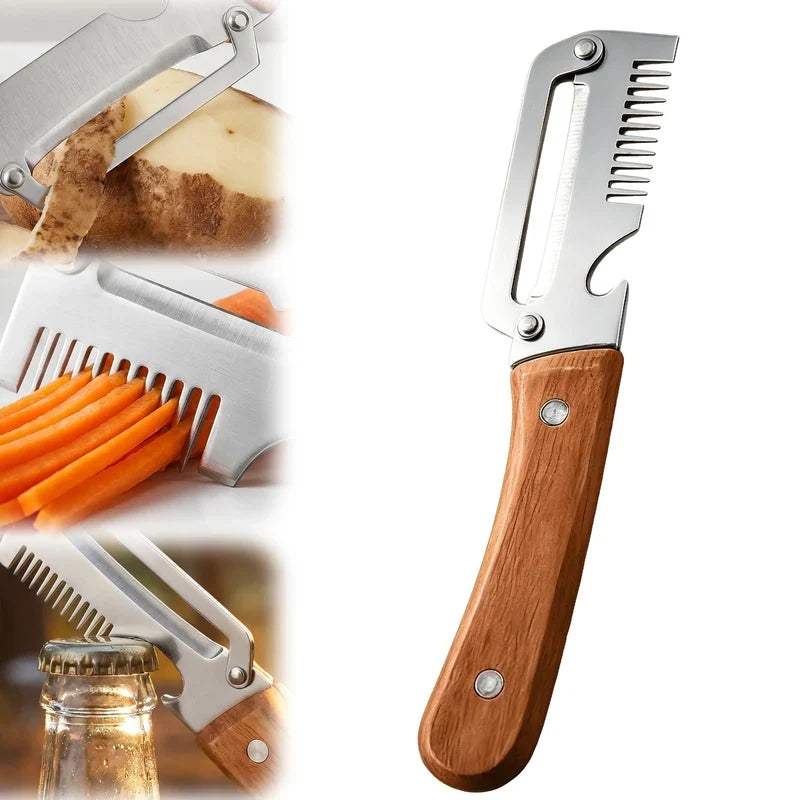 3-in-1 Stainless Steel Peeler Knife – Multi-Function Vegetable & Fruit Cutter