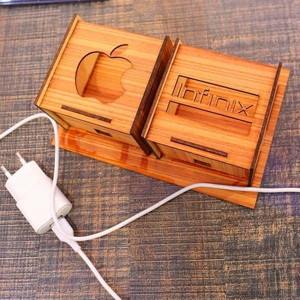 Wall Mounted Wooden Mobile Charging Holder – Phone Organizer