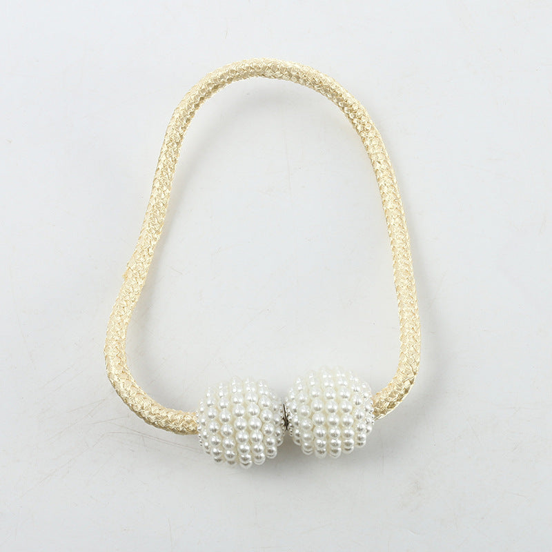 Magnetic Curtain Buckle Tieback – Beaded Hanging Ball Curtain Clip (1 Pair, Random Color)