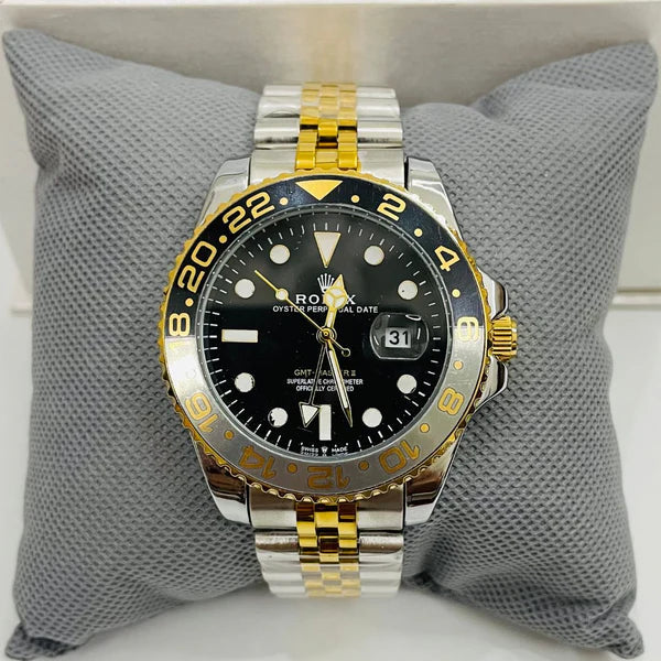Luxury Rolex Style Watch – Golden & Silver Elegant Analog Timepiece