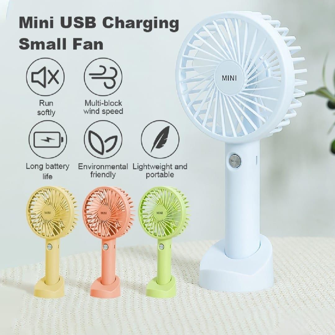 Portable USB Rechargeable Handheld Fan – Mini Electric Cooling Fan with 3 Speeds