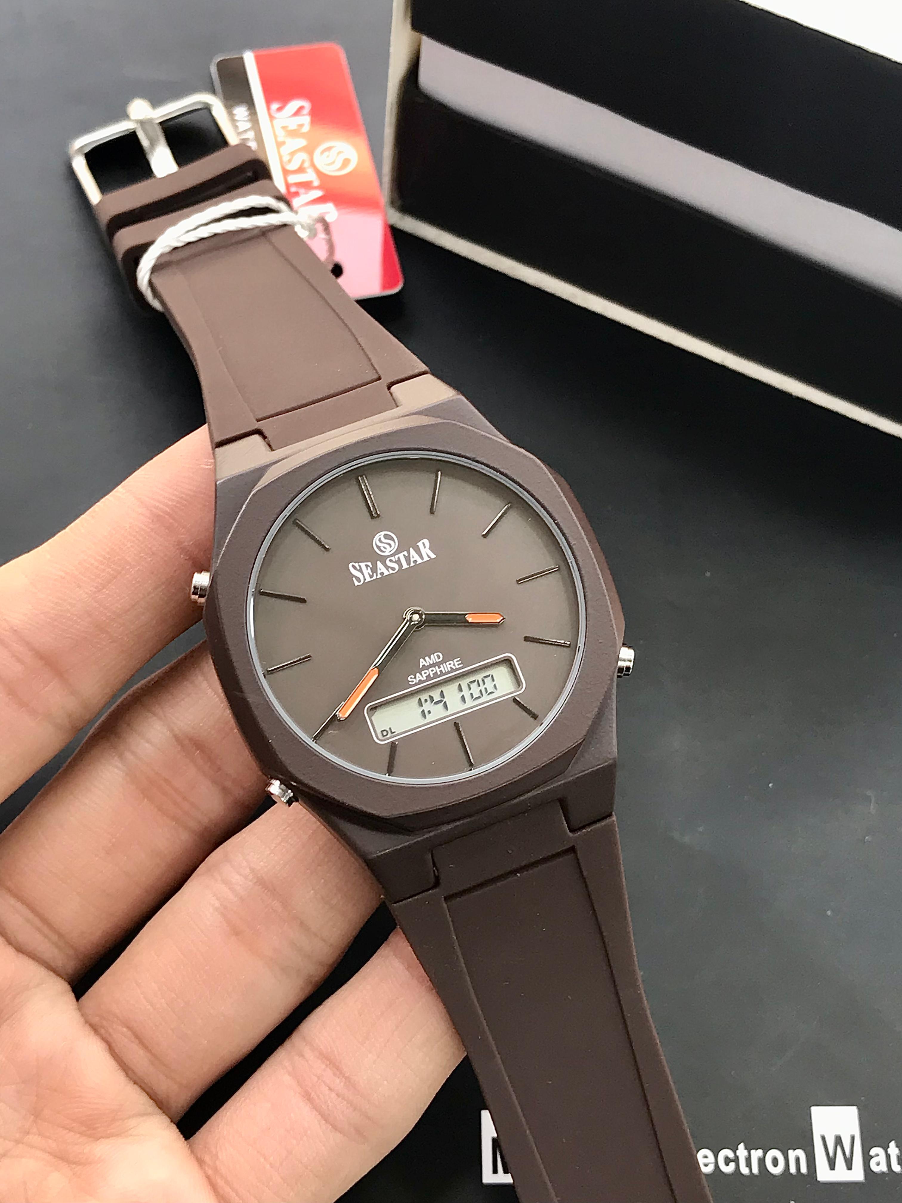 SEASTAR SS-1110Gc Men’s Waterproof Watch – Analog Digital Display with Blue Silicone Strap (Without Box)