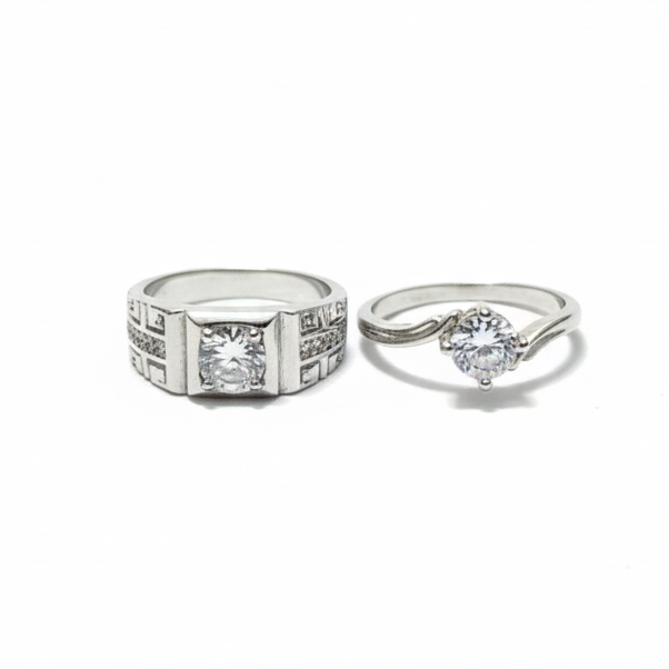 Alloy Adjustable Couple Ring – Stylish Matching Unisex Rings for Lovers (With Box)