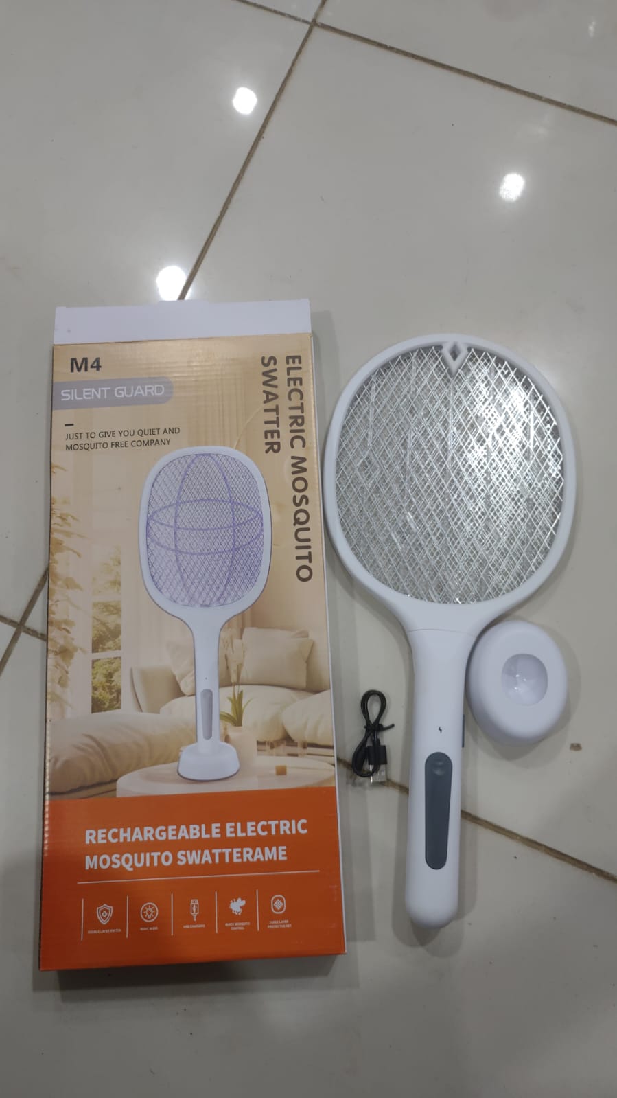 Rechargeable Mosquito Racket with Stand | Electric Insect Killer Bat