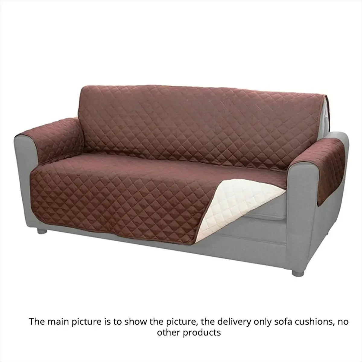 Double Sofa Cover – Reversible & Washable Couch Sofa Coat Cover (Brown)