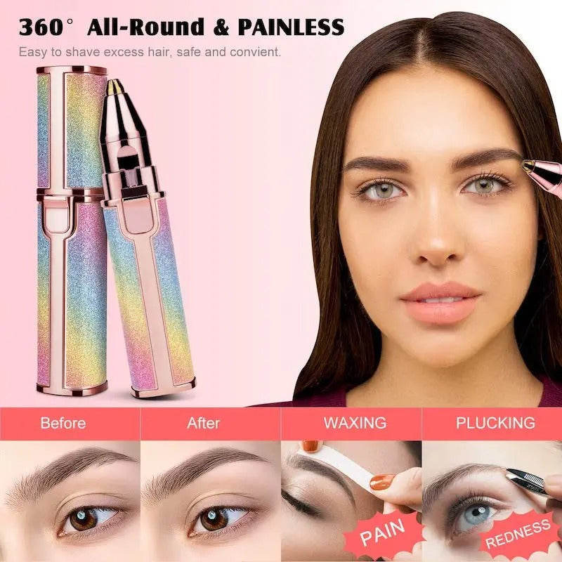 Rechargeable 2-in-1 Eyebrow Trimmer & Facial Hair Remover for Women– USB Charging, Painless & Portable