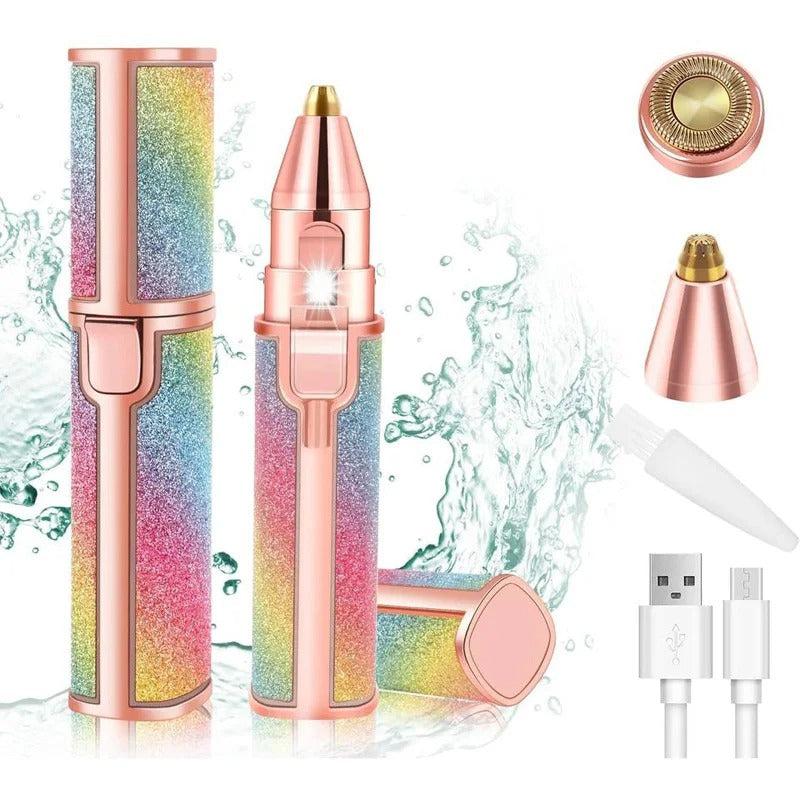 Rechargeable 2-in-1 Eyebrow Trimmer & Facial Hair Remover for Women– USB Charging, Painless & Portable