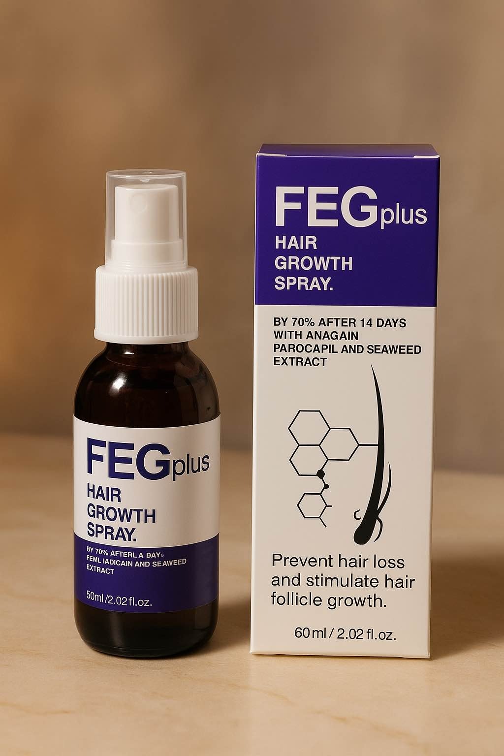 FEG PLUS Hair Growth Serum & Spray – 50ml | Advanced Formula for Men & Women