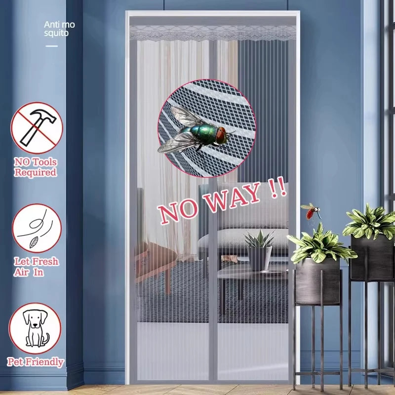 Premium Quality Mosquito Magic Mesh Door Curtain – Hard Box Pack (Black)