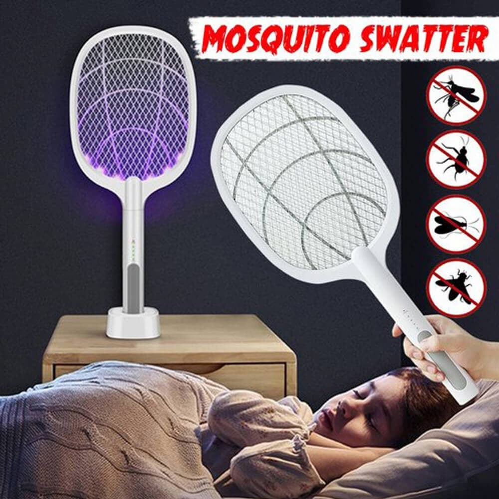 Rechargeable Mosquito Racket with Stand | Electric Insect Killer Bat