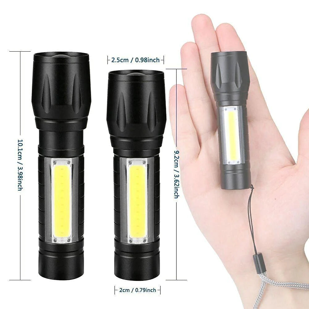 Portable LED Flashlight – Mini Rechargeable Torch with Side Light