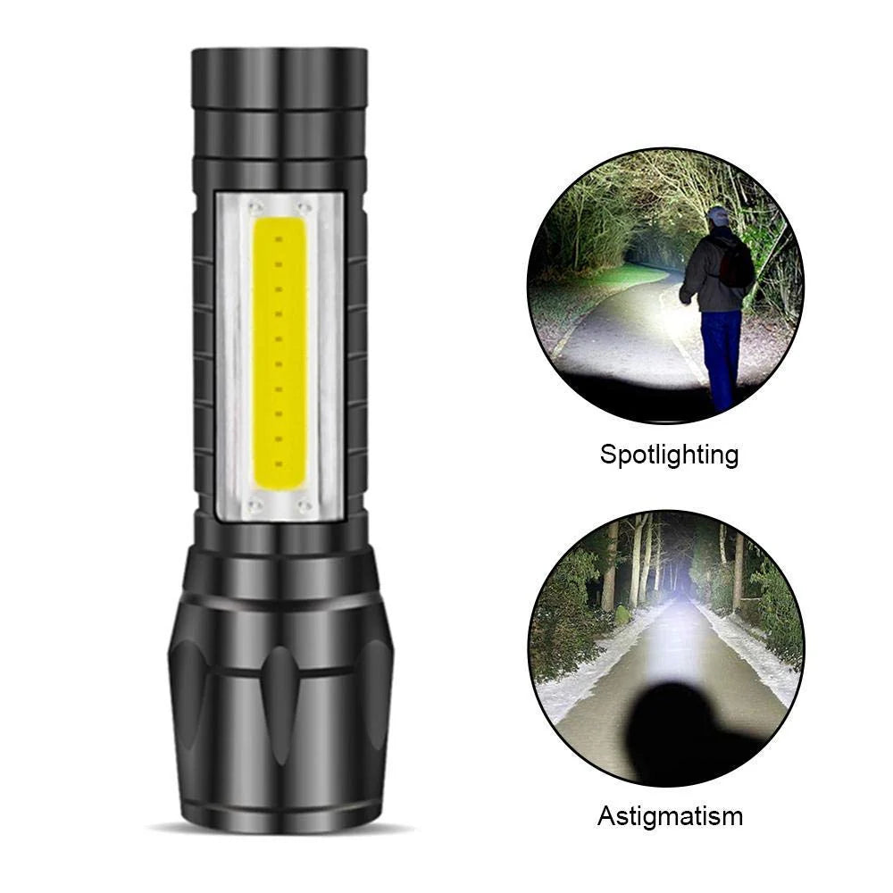 Portable LED Flashlight – Mini Rechargeable Torch with Side Light