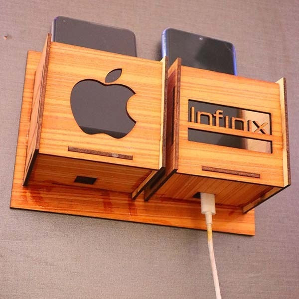 Wall Mounted Wooden Mobile Charging Holder – Phone Organizer
