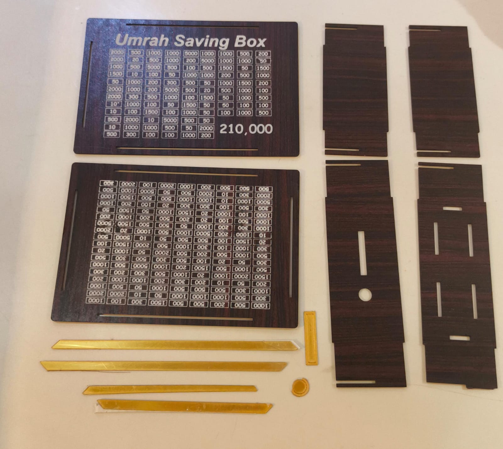 Premium Wooden Umrah Saving Box – 210,000 Goal Tracker