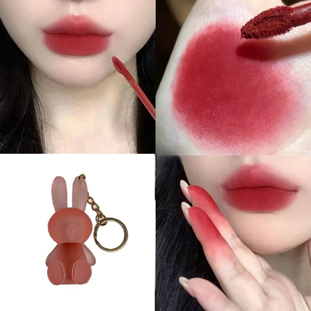 Cute Rabbit Keychain Lip Gloss – Portable Hydrating Lip Care (Nude Shade)