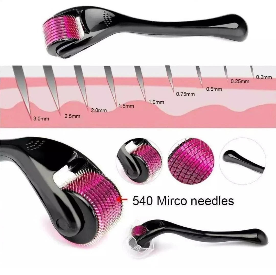 Derma Roller 0.5mm – 540 Micro Needles | Professional Microneedling for Face, Beard & Hair Growth