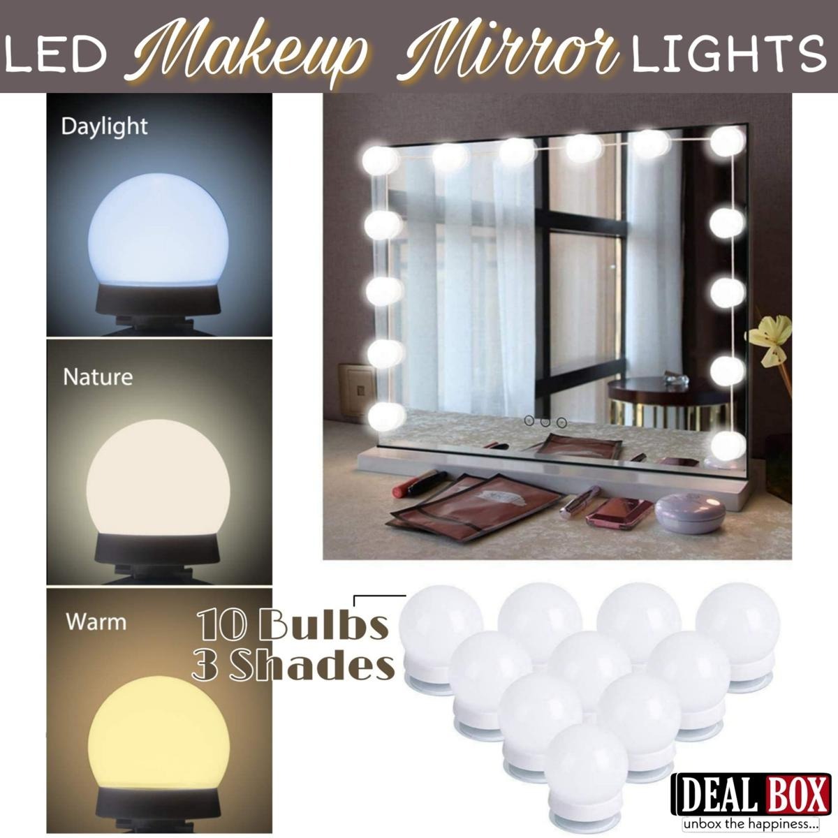 Dimmable LED Vanity Mirror Lights Kit – 10 Hollywood-Style Bulbs