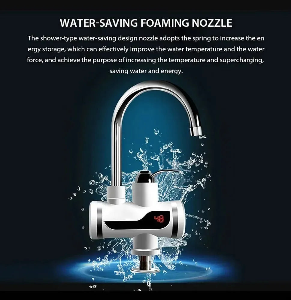 Hot Water Tap Instant Heating Electric Water Heater Faucet – Digital Display with Shower Head for Kitchen & Bathroom