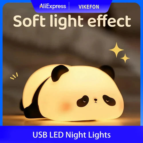 Rechargeable Panda Lamp – Cute Panda Silicone Night Light for Room Decoration